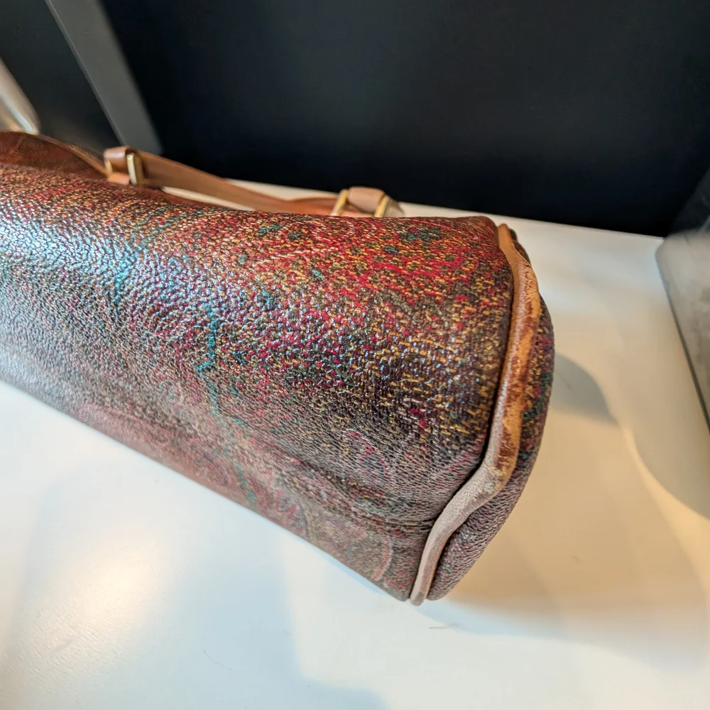 Etro Paisley Satchel with Vachetta Leather Drop Handles and Brass Accents